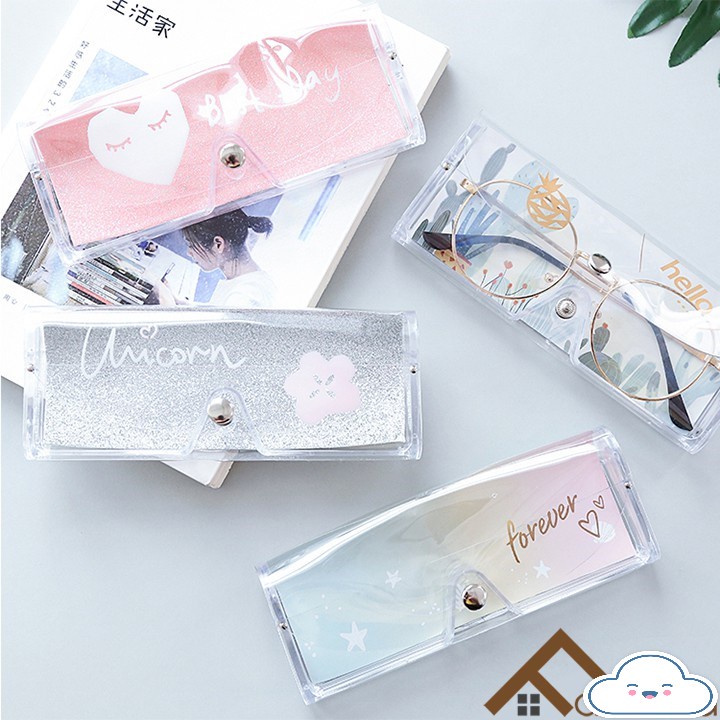 Hộp Đựng Mắt Kính Trong Suốt Siêu Cute Họa Tiết Dễ Thương