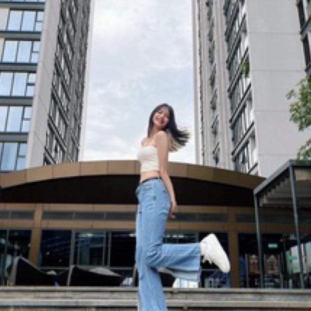 Áo H&M Quây Tube Ribbed Gân Dài Màu Kem