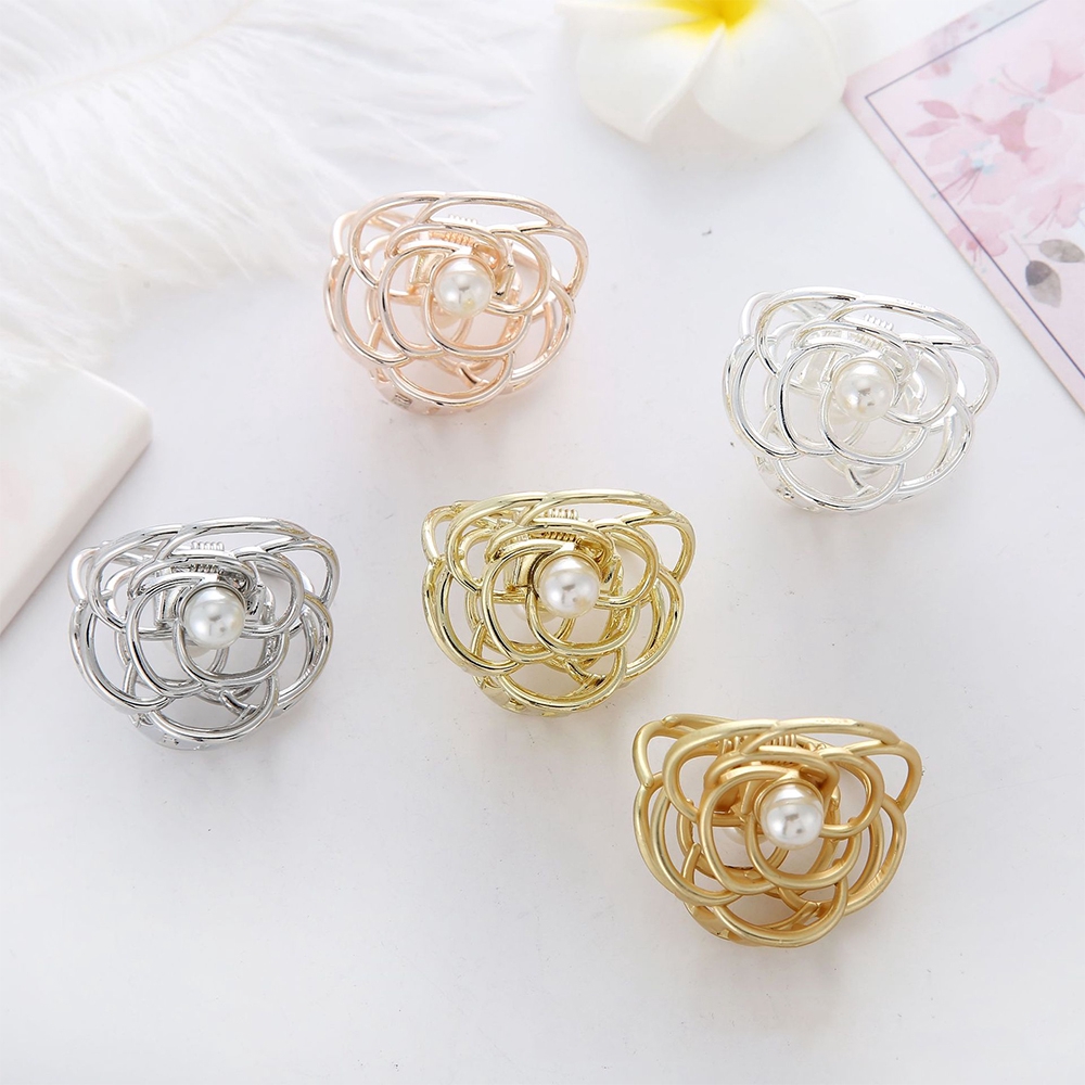 Kẹp Tóc Hoa Hồng Đính Ngọc Trai Cho Nữ