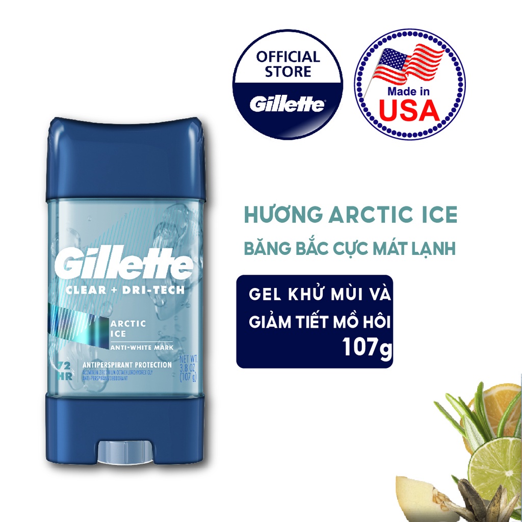 Lăn khử mùi Gillette dạng gel 107g, ngăn tiết mồ hôi và khử mùi - phiên bản mới nhập khẩu Mỹ