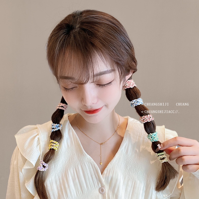 Set 10 Dây Thun Cột Tóc Co Giãn Nhiều Màu Cho Bé Gái