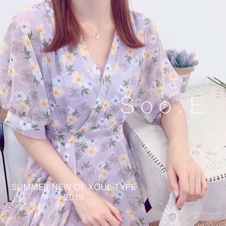 Đầm hoa chéo ngực (Hồng, Tím)