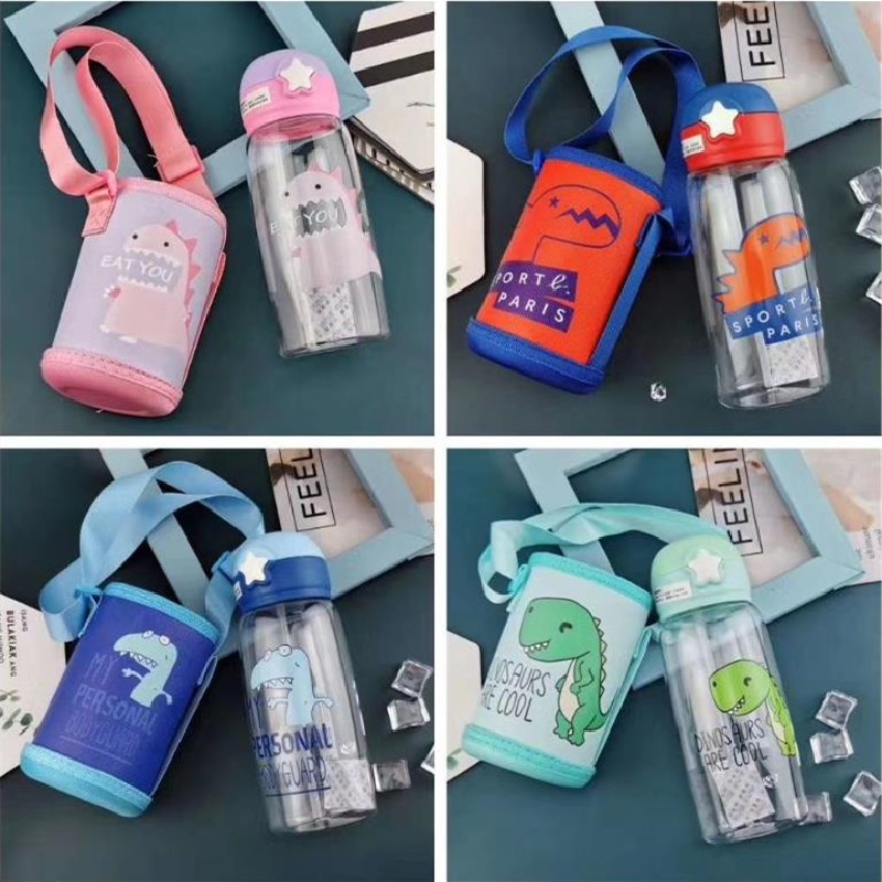 Bình Đựng Nước In Hình Khủng Long Hoạt Hình Dễ Thương Thấm Hút Tốt Chống Rơi Cho Bé