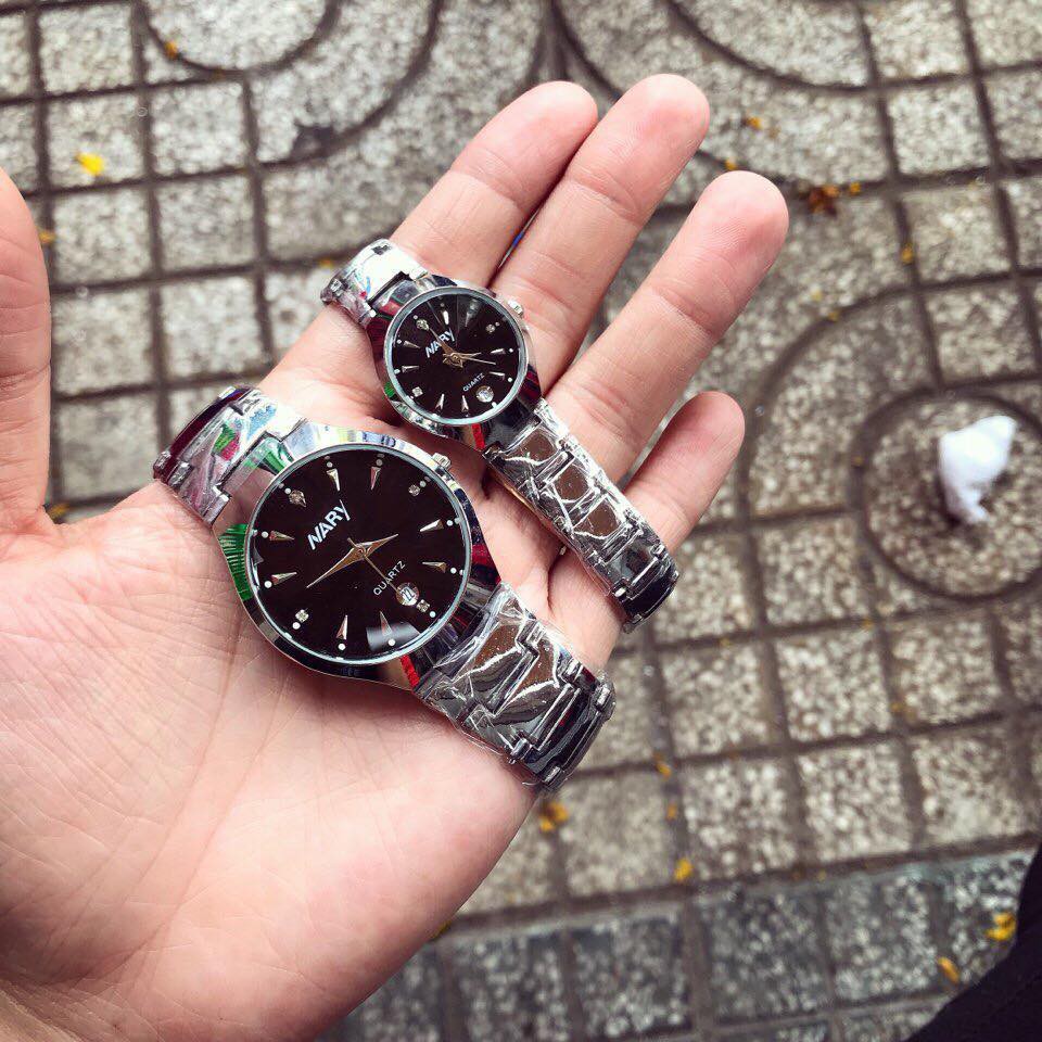 Đồng Hồ Đôi Nam Nữ Chính Hãng NARY Dây Thép Thời Trang Cao Cấp Không Gỉ Mặt Đính Đá Đẹp Sang Trọng Giá Rẻ