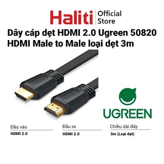 Dây cáp dẹt hdmi 2.0 3m ugreen 50820 - dây cáp hdmi male to male loại dẹt - haliti official store