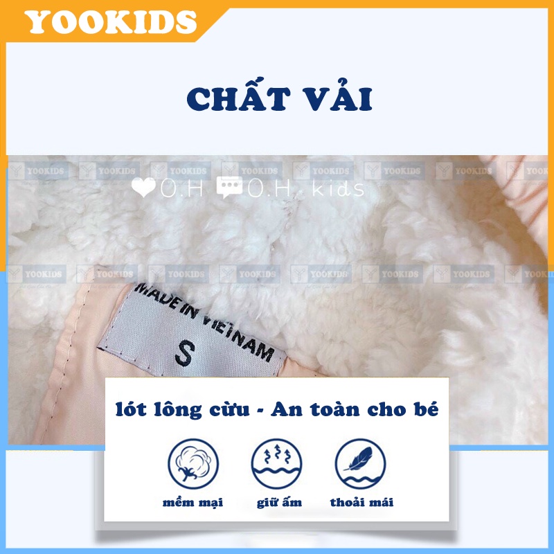 Áo khoác cho bé YOOKIDS tai thỏ 2 lớp lót lông cừu , Áo khoác bé gái bé trai size 1 2 3 4 5 tuổi