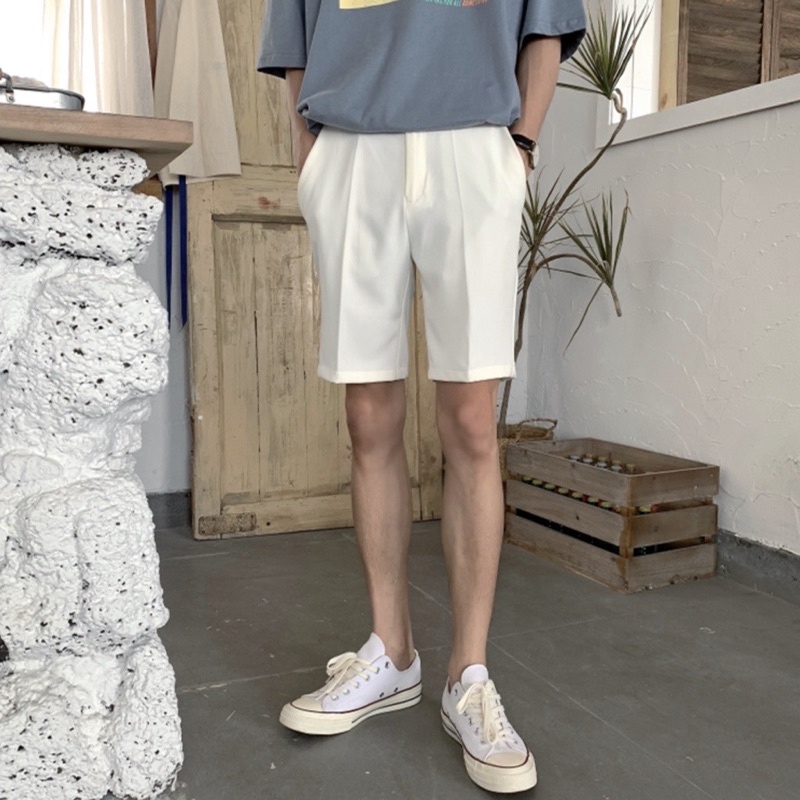 Quần Short Tây BAZI vải kaki màu ĐEN/BE/TRẮNG  Nam nữ unisex  Quần ngố baggy kaki