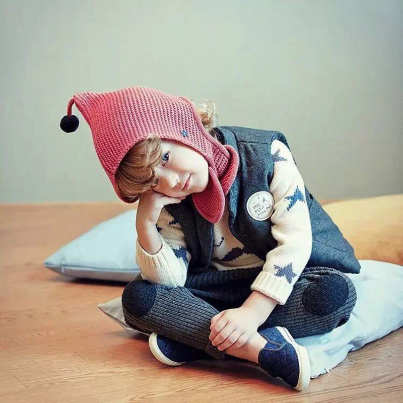 Mũ len đan kèm khăn choàng cổ giữ ấm đáng yêu dành cho bé balo local brand