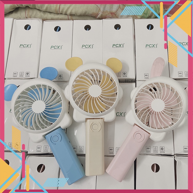 Quạt Tai Thỏ cute Cầm Tay Tích Điện
