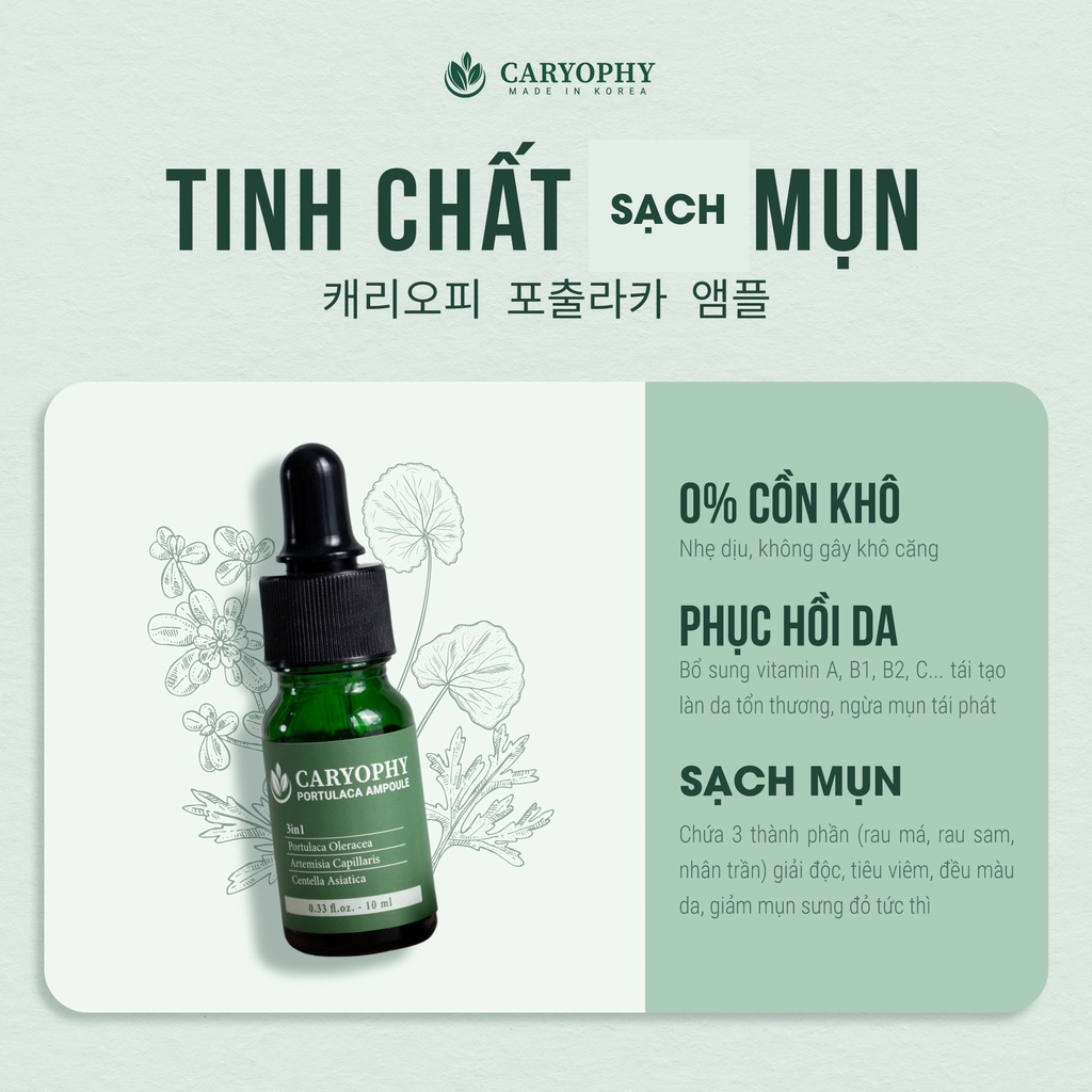 Serum Caryophy portulaca ampoule giảm mụn thâm NPP Shoptido 10ml