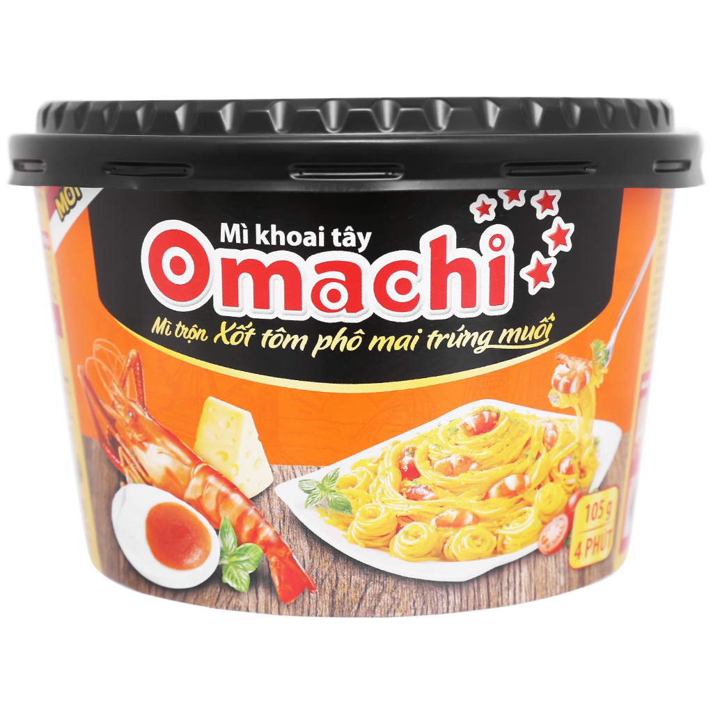 Mì trộn Omachi xốt tôm phô mai trứng muối / xốt spaghetti tô 95g