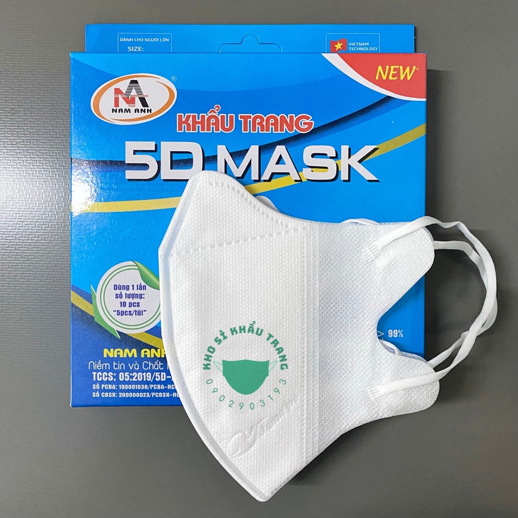 Khẩu trang 5D FAMAPRO dành cho người lớn hộp 10 cái