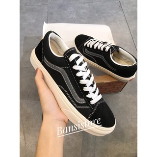 Giầy van đen kẻ xám uzulang