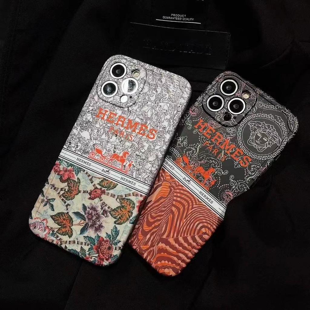 Ốp điện thoại in logo Versace X Hermes thời trang cho IPHONE 13 PRO MAX I13 13PRO 11 PRO MAX I11 IX XS XR XS MAX I7 I8 SE 7PLUS 8PLUS 7 PLUS 8 PLUS 12PRO MAX 12 PRO MAX