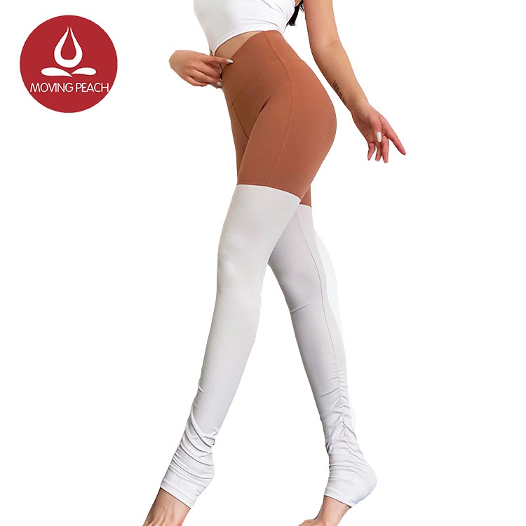 MOVING PEACH Leggings Color-blocking Stretch Tight Yoga Pants High waist Training Running Trouser ALQ