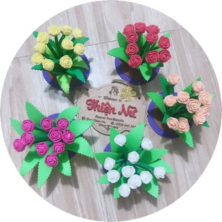 chậu hoa hồng xốp trang trí - mầm non tự làm