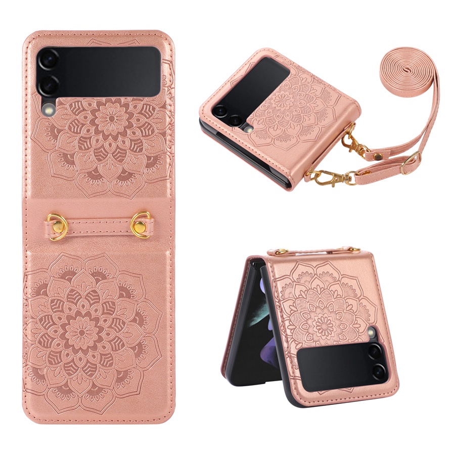 Ốp điện thoại HOCE da PU có ngăn thẻ và dây đeo cho Samsung Galaxy Z Flip 4 5G Samsung ZFlip3 zflip5