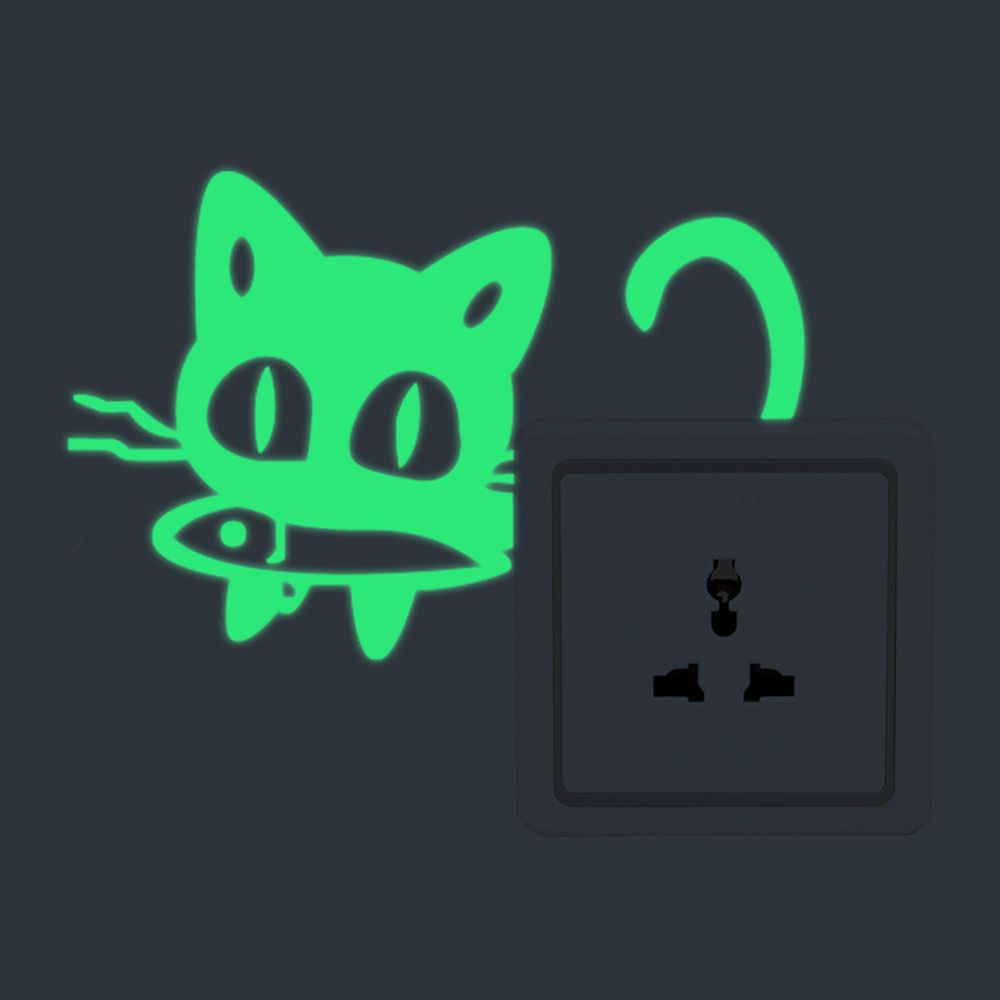 Miếng Dán Đề Can Dạ Quang Họa Tiết Mèo Hoạt Hình Trang Trí Công Tắc