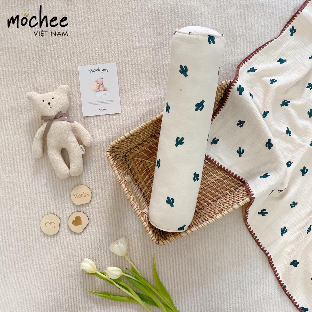 GỐI ÔM SỢI TRE MUSLIN THOÁNG KHÍ MOCHEE KÍCH THƯỚC 50X15CM