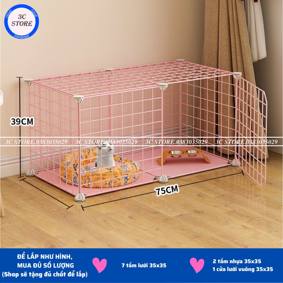 TẶNG CHỐT Tấm lưới - Chuồng Quây Cho Thú Cưng, Chó Mèo - Lắp Ghép (Bán lẻ theo tấm)