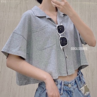 [C12] Áo crotop trơn cài cúc (Có sẵn/ảnh thật)
