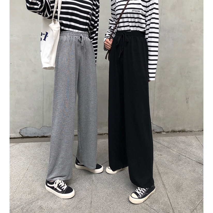 SUXI Quần dài nữ lưng cao ống rộng