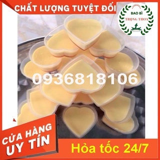 hộp bánh flan hình tim 100ml (1 lốc 50 cái kèm nắp)