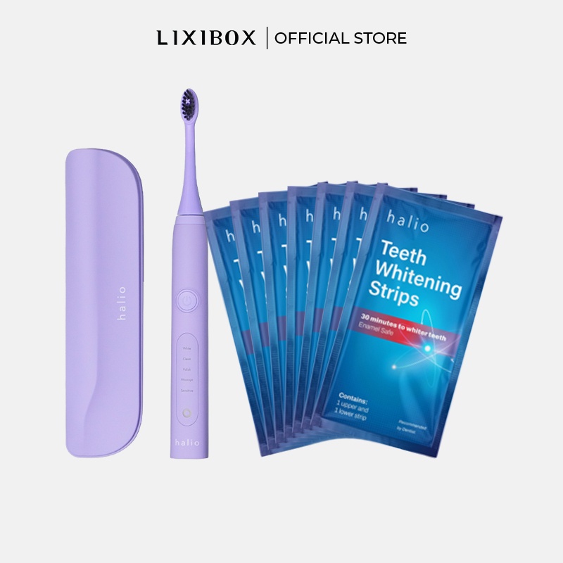 Combo Bàn Chải Điện Halio PRO Periwinkle Và Set 7 Miếng Dán Trắng Răng