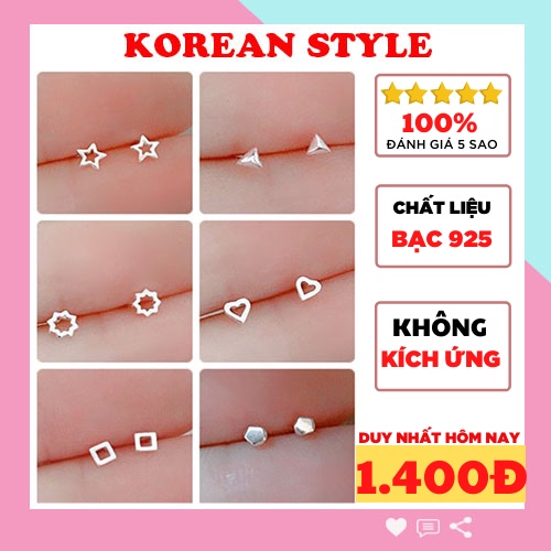 Khuyên tai nụ bạc mini, Hoa tai bạc 925 phong cách Hàn Quốc nhỏ xinh đơn giản