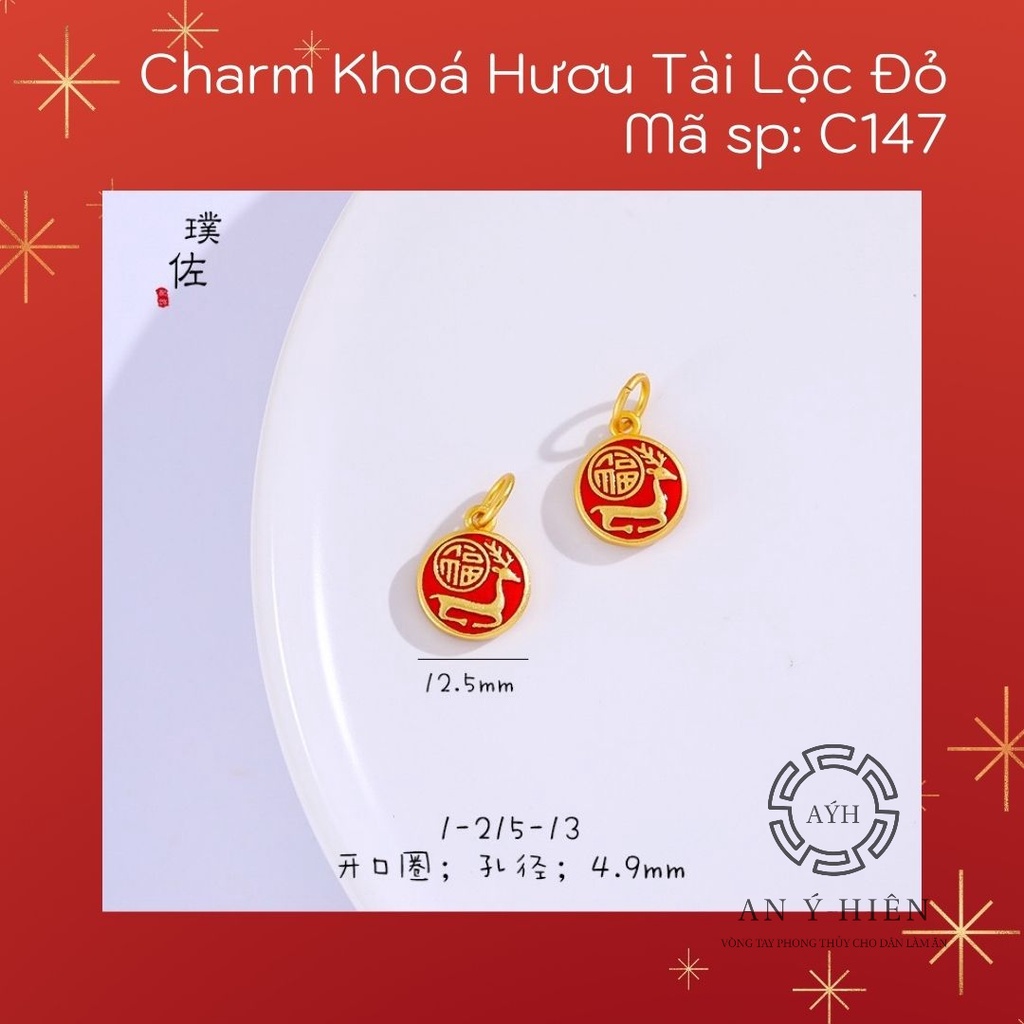 Charm Khóa hươu tài lộc đỏ #C147 ( An Ý Hiên)