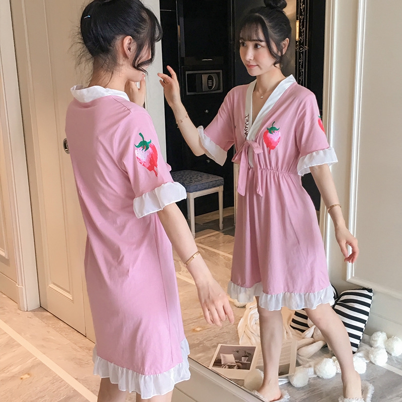 Đầm Ngủ Kimono Phối Bèo Nhún Phong Cách Nhật Bản