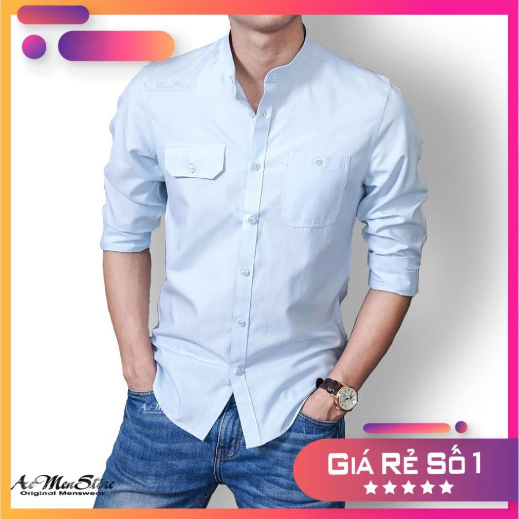 Áo Sơ Mi Nam Dài Tay Cổ Tàu Oxford Form Fitted Musland SMML2020402
