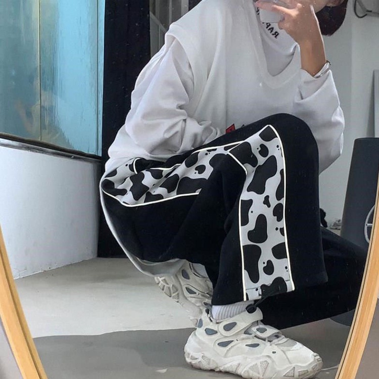 Quần jogger ống rộng nam nữ Bò Sữa,quần ống rộng lưng thun thể thao thiết kế dây rút bó gấu hoặc mặc suông