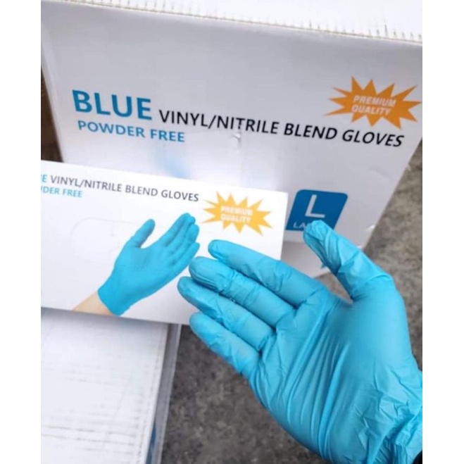 Găng Tay Xanh Không Bột Vinyl/Nitrile - Hộp 100 Cái
