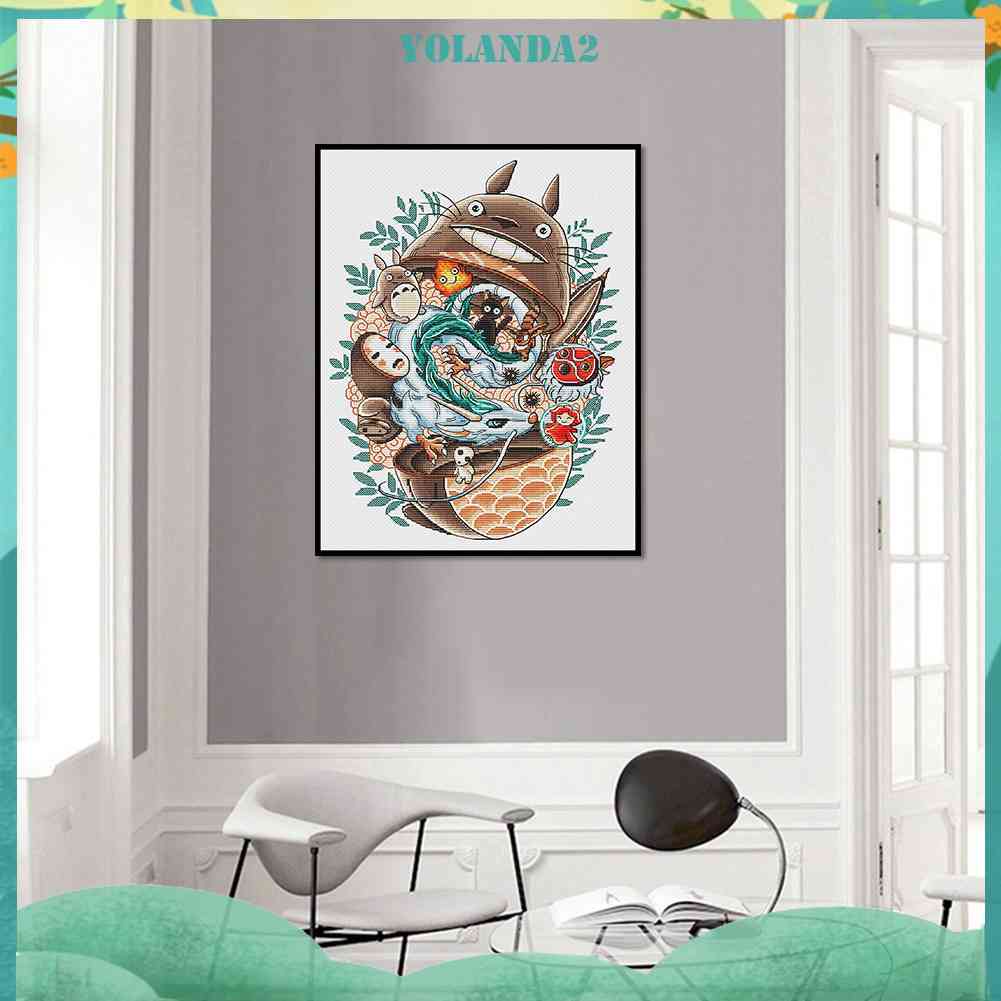 Toàn Bộ Bộ Tranh Thêu Chữ Thập 11CT DIY Hình Totoro Xinh Xắn Đáng Yêu
