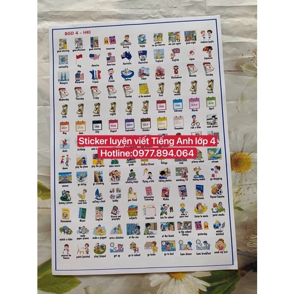 Combo Sticker luyện viết từ vựng Tiếng Anh lớp 1-2-3-4-5 -6