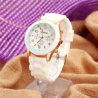 [FREESHIP❤️] Đồng hồ nam nữ Geneva dây nhựa dẻo 2 màu trắng và đen 1400