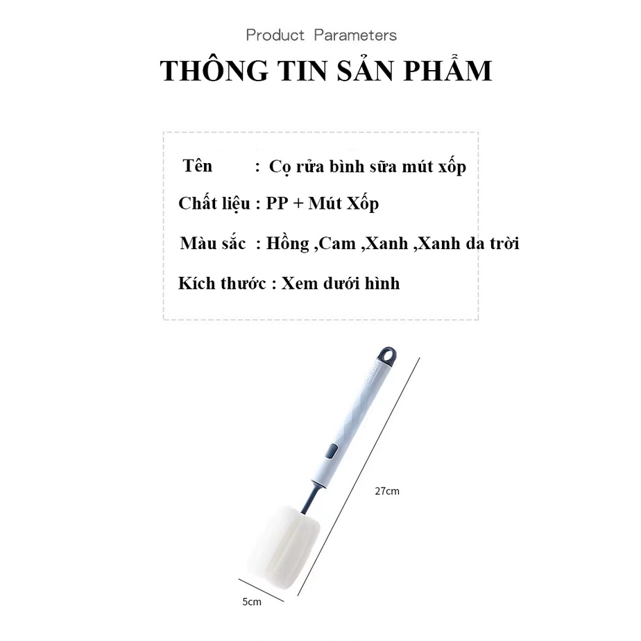 Cây cọ bình sữa,rửa bình sữa cao cấp tay cầm xoay 360 độ dùng cho mọi loại bình