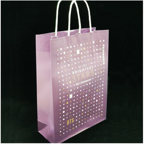 Túi Starbucks BTS Purple Paper Bag Shopping Bag 2020 BTS X STARBUCKS Collaboration Be the BRIGHTEST STARS
