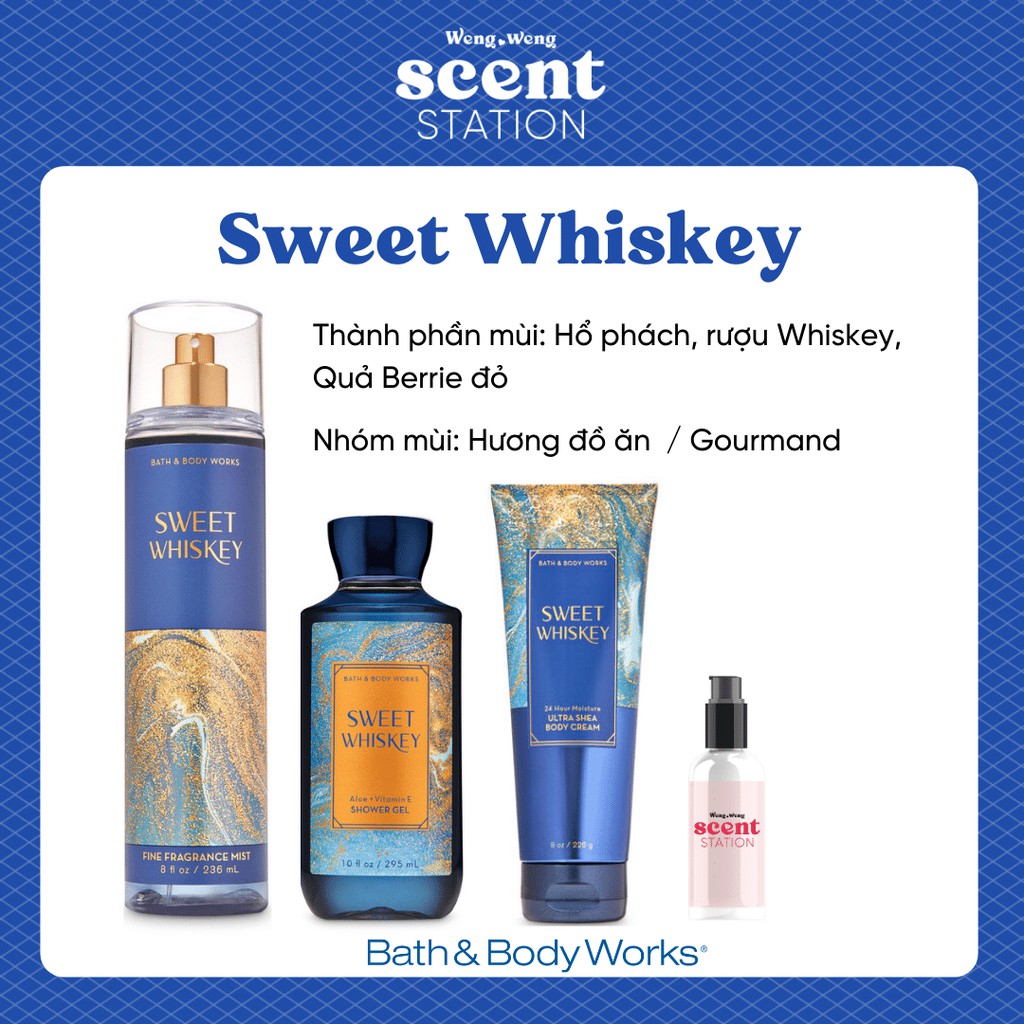 Bộ Sản Phẩm Chăm Sóc Cơ Thể Toàn Diện BBW mùi SWEET WHISKEY