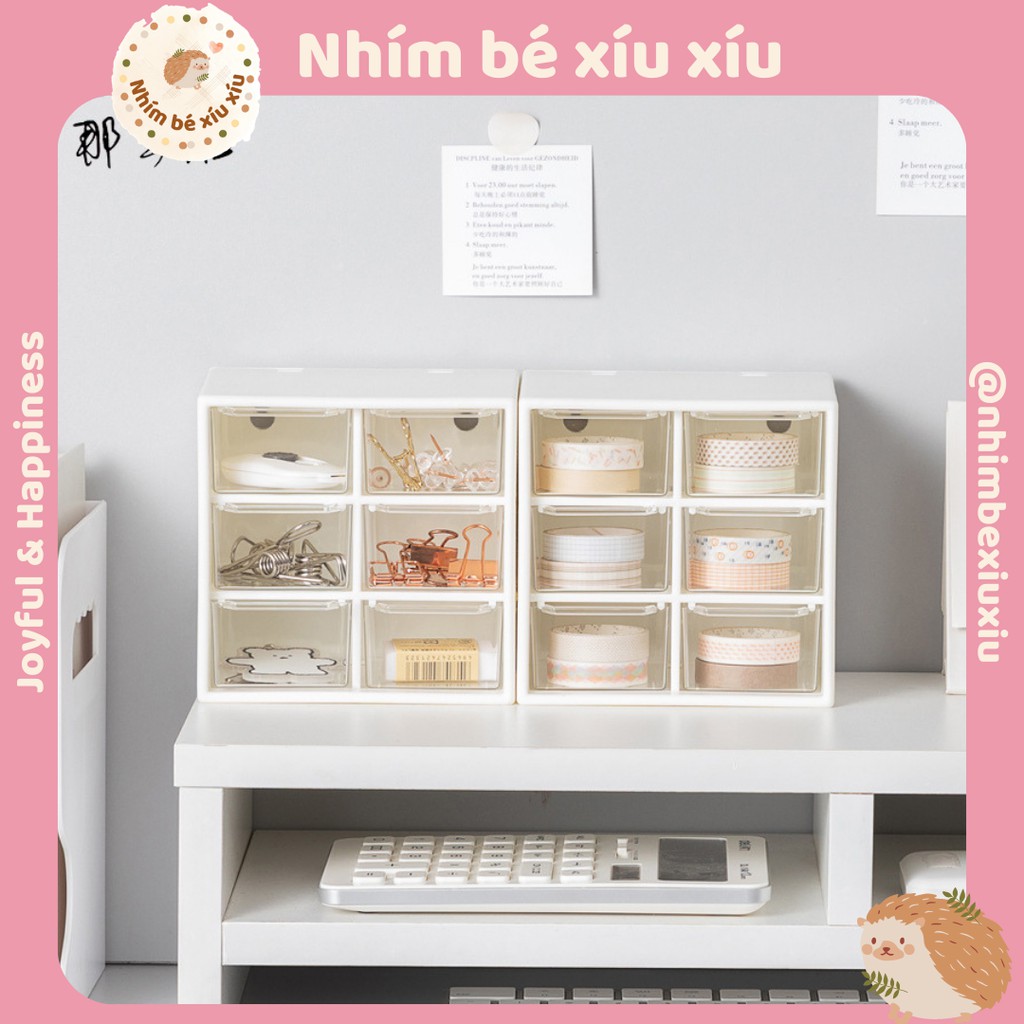 Tủ nhựa 9 ngăn hộp nhựa mini đựng đồ trang sức phụ kiện sang chảnh VT138