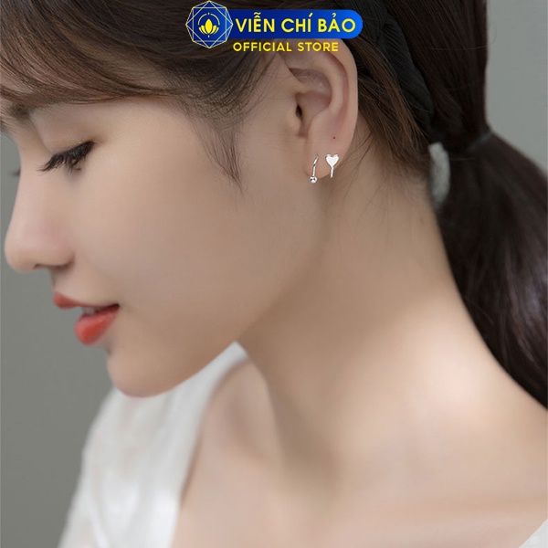 Bông tai bạc nữ xoắn Trái tim chất liệu bạc 925 thời trang phụ kiện trang sức Viễn Chí Bảo B400331