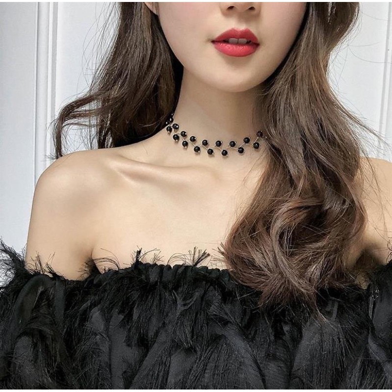 Vòng Cổ Choker Nữ, Dây Chuyền Cổ Đính Hạt Cao Cấp - Màu Đen