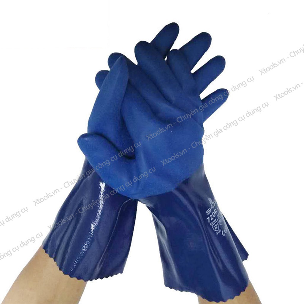 Găng tay chống hóa chất Showa 720 NBR chống dầu, axit, hóa chất, chống mòn tuyệt vời rất bền và linh hoạt