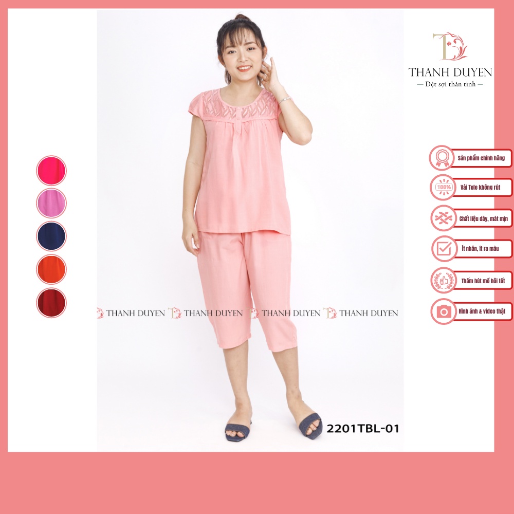 Đồ bộ Tole nữ mặc nhà Thành Duyên màu quần lửng, không rút, thoáng mát (2201TBL - P1)