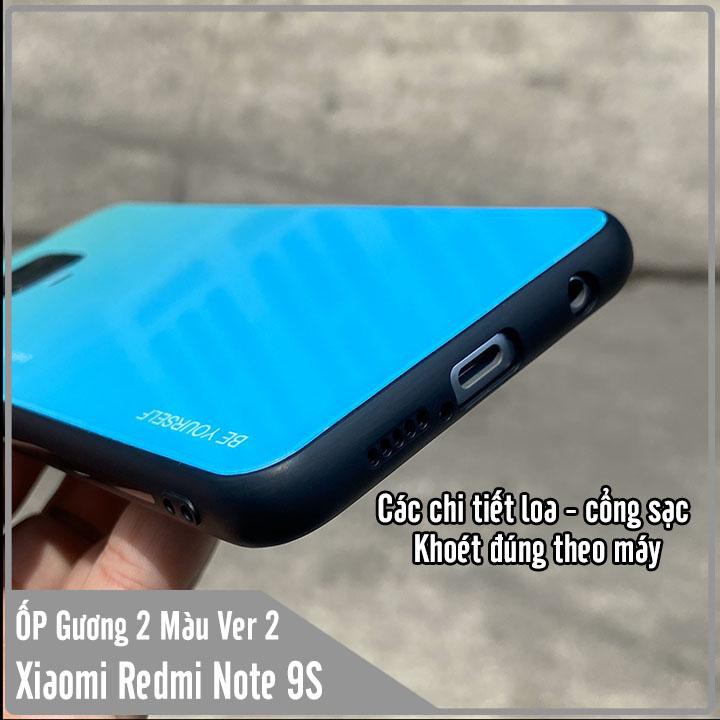 Ốp lưng Xiaomi Redmi Note 9S gương cứng 2 màu Gradient Ver 2 , viền TPU dẻo đen
