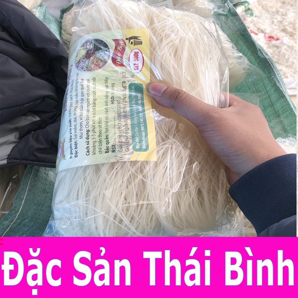 Bún Khô Quỳnh Côi -Bún Khô Dặc Sản Thái Bình Sợi To  Túi 500g- 1kg