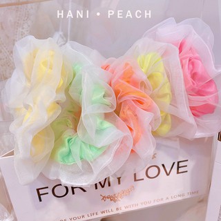 Thun cột tóc chiffon 2 lớp thiết kế màu dạ quang độc đáo
