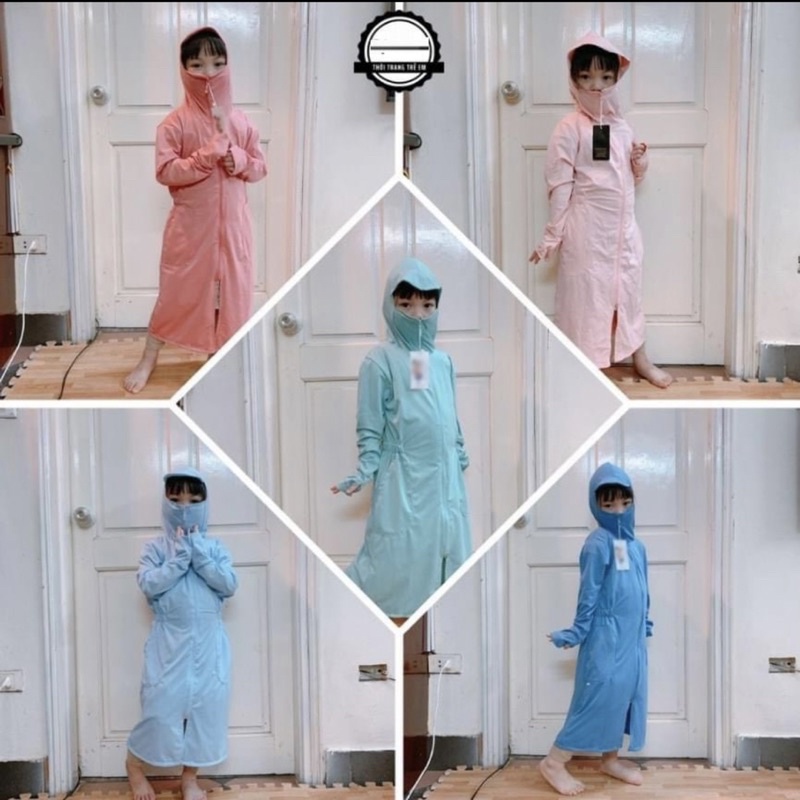 ÁO CHỐNG NẮNG DÀI THÂN trẻ em áo nắng cho bé tặng kèm khẩu trang vải mềm mát giúp tránh nắng hiệu quả