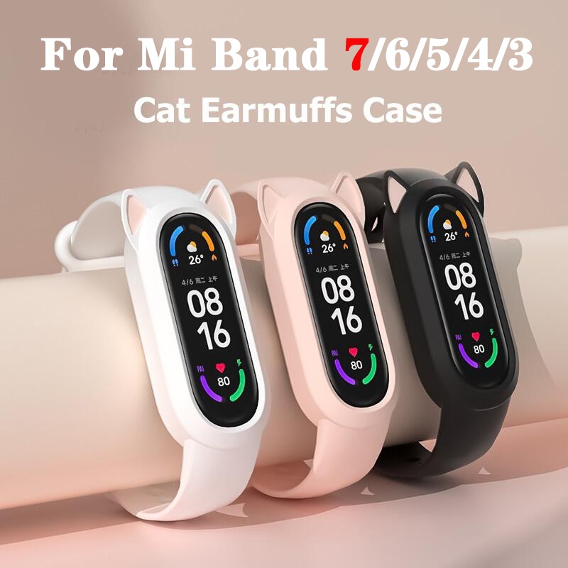 Dây Đeo Thay Thế Bằng Silicone Hình Tai Mèo Cho Xiaomi Mi Band 7 6 5 4 3 Mi Band 7 6 5